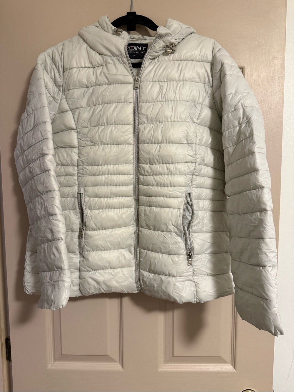 Point Zero Women’s Light Ivory Hooded Puffer Jacket